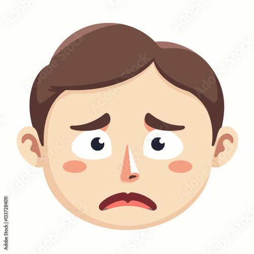 Melancholic young man expressing sadness, minimalist illustration