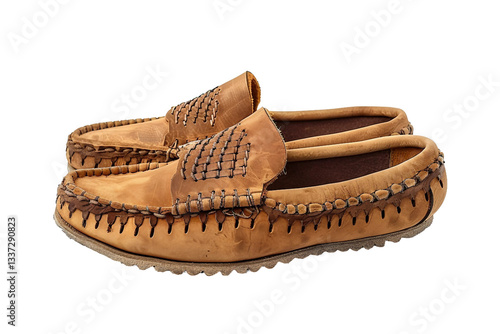 Casual slip-on moccasin slippers isolated on transparent background