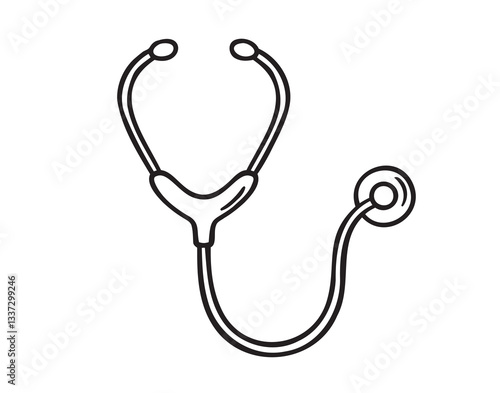 Stethoscope doodle hand drawn icon. Outline drawing Stethoscope line clipart symbol
