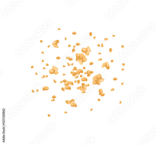 Scattered biscuit crumbs isolated on white background. Vector cartoon flat illustration.