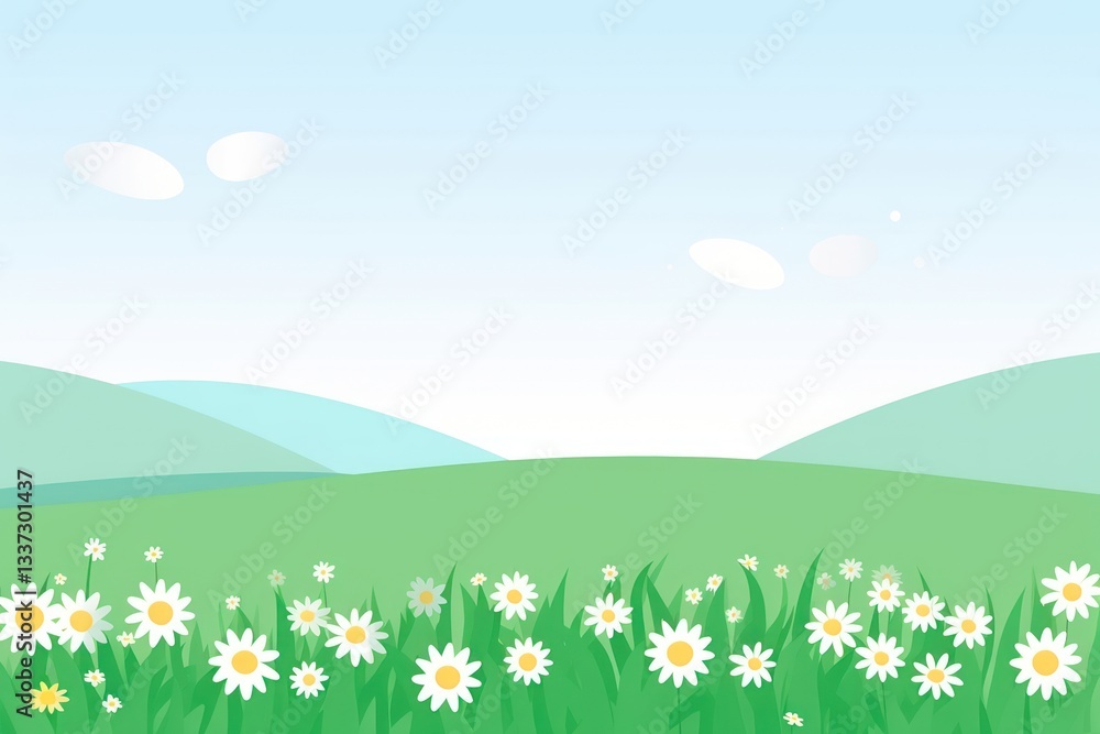Focusing on Bright daisies scattered across a lush green field daisy background outdoors. Focusing on Bright daisies scattered across a lush green field daisy background outdoors.