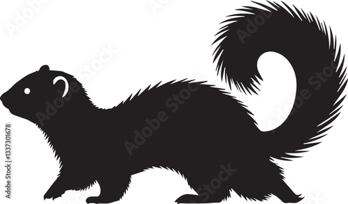 Silhouette of a ferret on a white background. Vector illustration