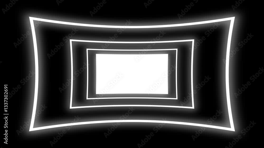 Glowing box rectangle tunnel animation. Rectangle optical illusion tunnel loop animation. Abstract background with animation of flight in abstract futuristic tunnel with neon light. Glowing box rectangle tunnel animation. Rectangle optical illusion tunnel loop animation. Abstract background with animation of flight in abstract futuristic tunnel with neon light.