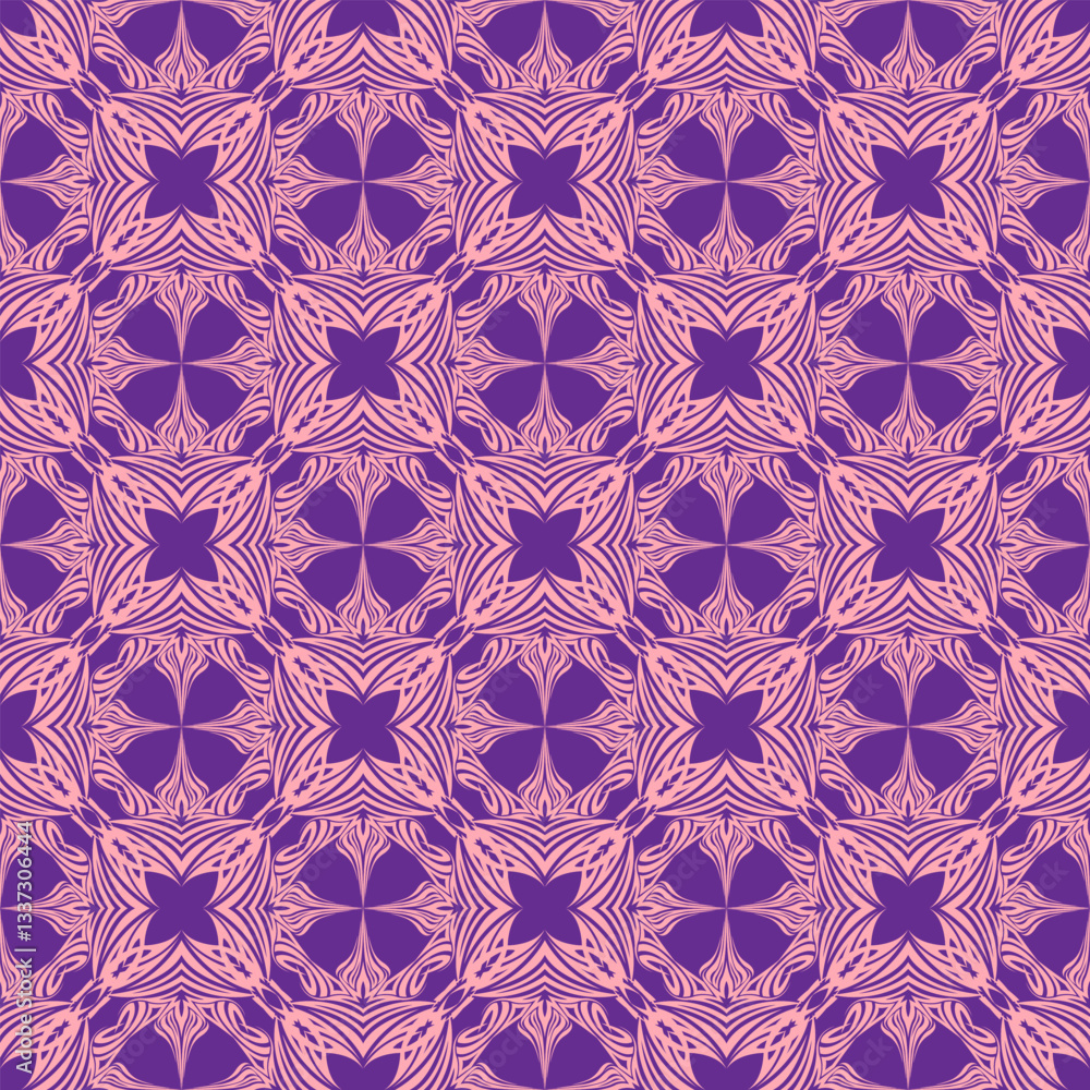 Fototapeta premium Vector seamless pattern. Modern stylish texture in pink purple shades. Repeating geometric background. For prints on fabrics, covers, walls in interior design