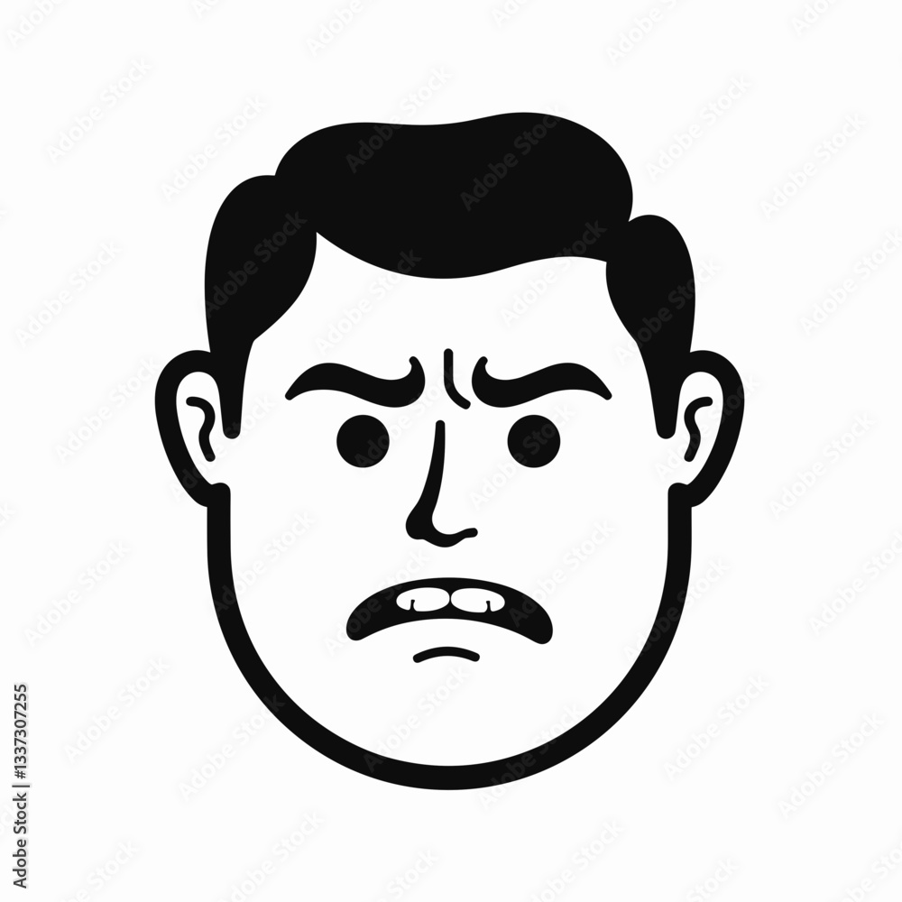 Frustrated man expressing annoyance in vector art style, emotional design