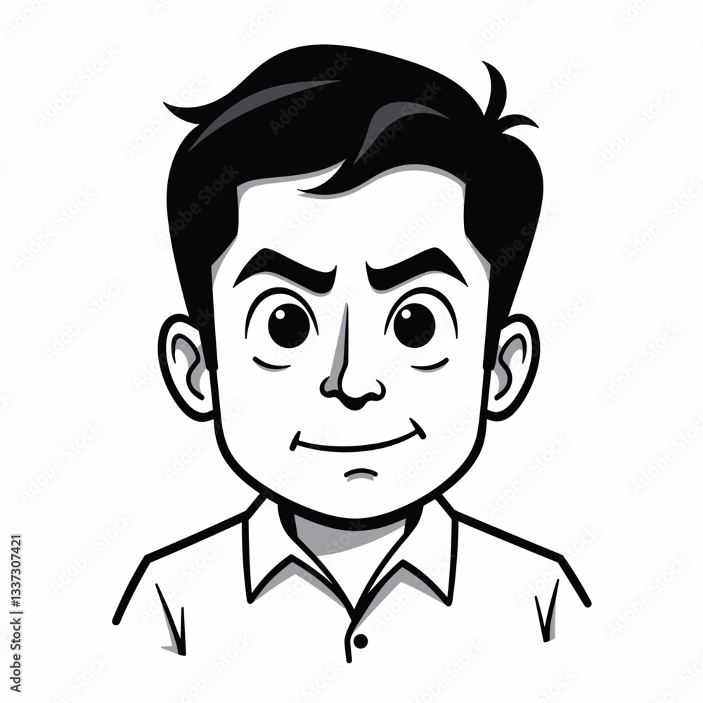 Determined young man smiling with confidence, vector art design Determined young man smiling with confidence, vector art design
