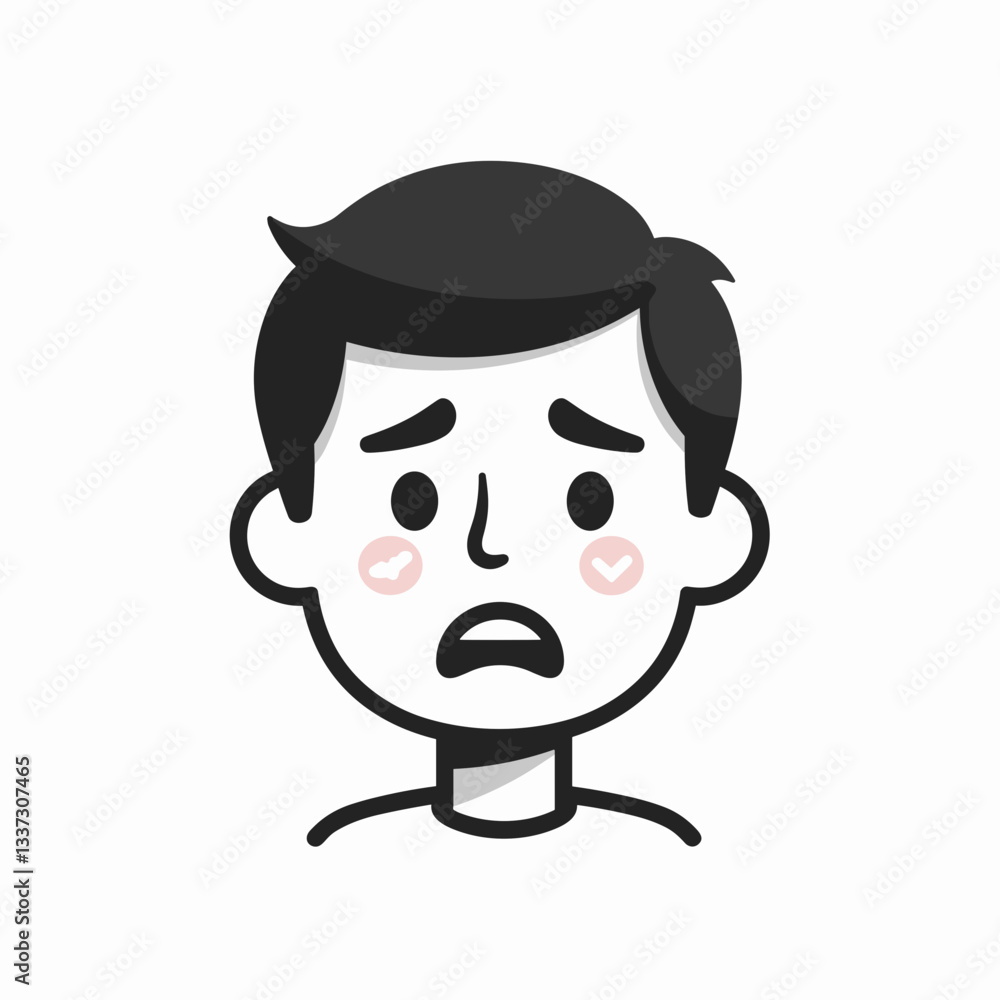 Heartbroken young man displaying sadness, black and white vector art Heartbroken young man displaying sadness, black and white vector art