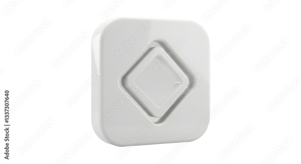 White square object with a diamond symbol on black background. Modern design White square object with a diamond symbol on black background. Modern design