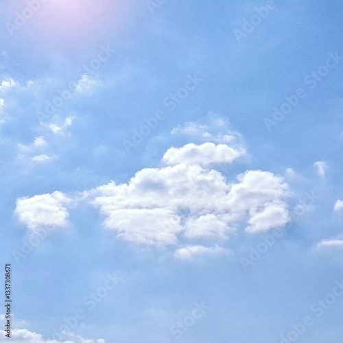 Blue sky with white clouds atmosphere of sunlight 