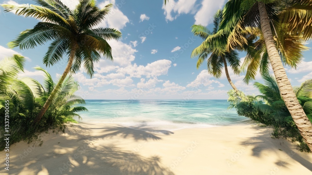 Fototapeta premium Beige sand beach tropical scenery.