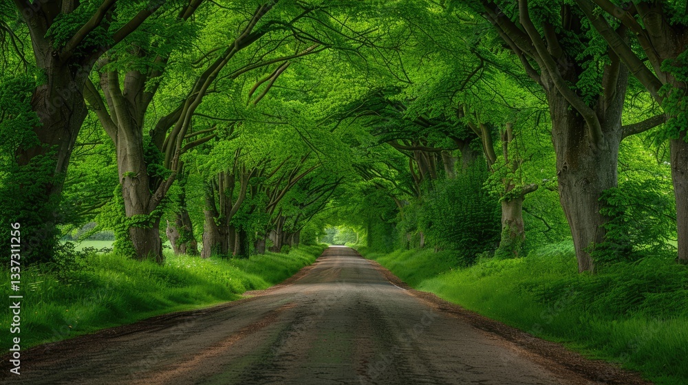 Obraz premium Green Tree Tunnel Road