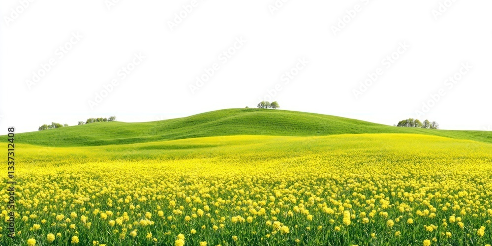 Naklejka premium Hilly spring fields countryside landscape scenery.