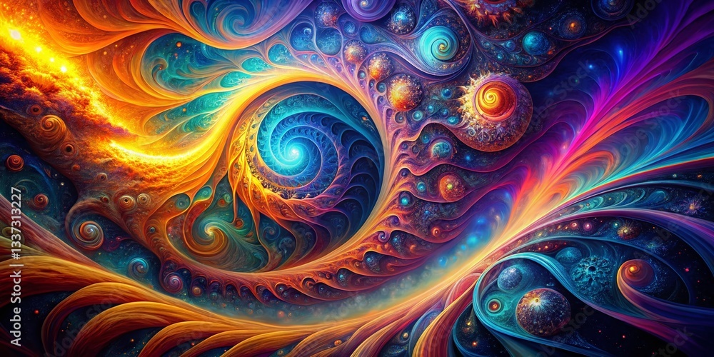 Vibrant Swirling Fractal Art: Abstract Psychedelic Background Vibrant Swirling Fractal Art: Abstract Psychedelic Background