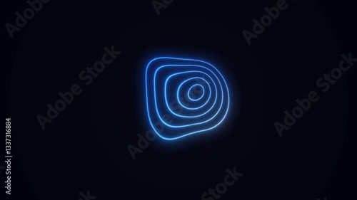 Abstract blue diverging circles on black background