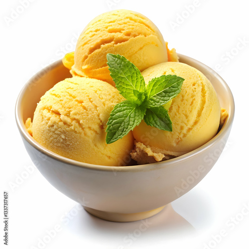 Delicious Mango Ice Cream in Bowl