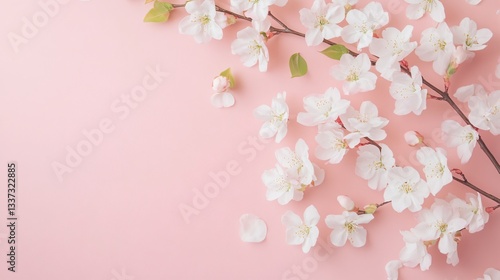 Wallpaper Mural Delicate cherry blossoms draping over a soft pink backdrop, perfect for spring themes or elegant invitations and designs. Torontodigital.ca