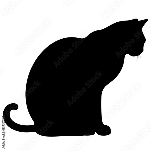 Elegant Black Cat Silhouette, Minimalist Vector Illustration