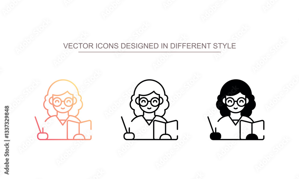 Teacher icon design with white background stock illustration