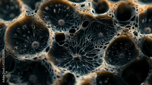 Wallpaper Mural Intricate network of dark brown gills, close-up , mushroom, food, photography. Networked Spores. Illustration Torontodigital.ca