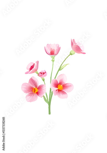 Watercolor flower isolated on transparent background. Vector illustration.