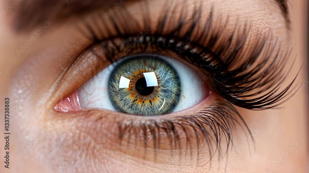 Stunning Close-Up of a Woman's Eye with Long Eyelashes Stunning Close-Up of a Woman's Eye with Long Eyelashes