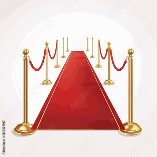 Luxurious 3D Red Carpet With Golden Stand Illustration