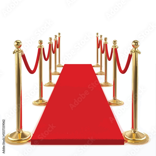 Luxurious 3D Red Carpet With Golden Stand Illustration