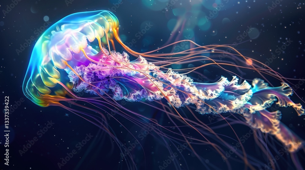 Fototapeta premium A Vibrant Jellyfish Under the Sea