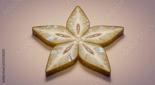Starfruit Slices Abstract Food Art Tropical Fruit Pattern