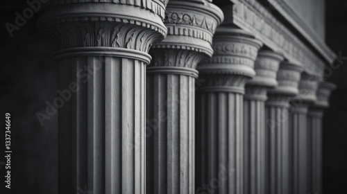 Ancient Greek columns, architectural detail, historical building facade, suitable for backgrounds, websites, or historical theme projects