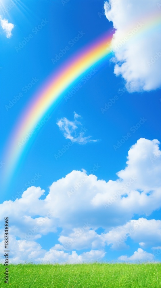 Naklejka premium Blue sky and rainbow outdoors horizon nature.