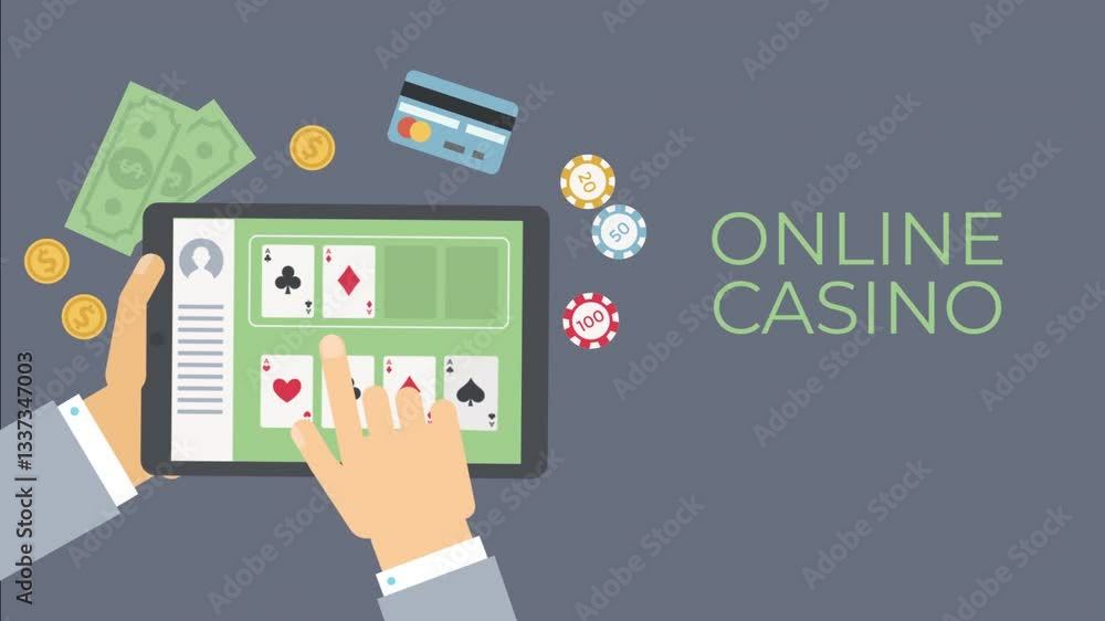 Online Casino and Mobile Gambling - Digital Gaming Illustration Online Casino and Mobile Gambling - Digital Gaming Illustration