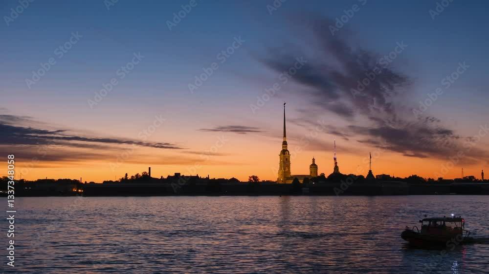 View of the spire of the Peter and Paul Fortress in St. Petersburg View of the spire of the Peter and Paul Fortress in St. Petersburg