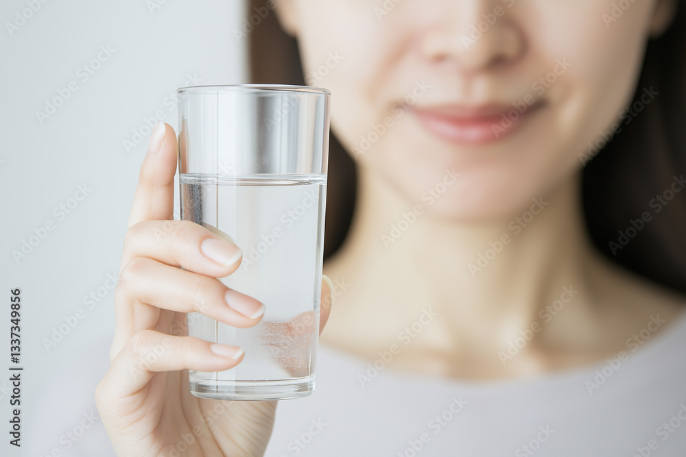 Hydration and Serenity: A person holds a glass of fresh, pure water, embodying a sense of health, wellness, and calm, skin fasting. Hydration and Serenity: A person holds a glass of fresh, pure water, embodying a sense of health, wellness, and calm, skin fasting.