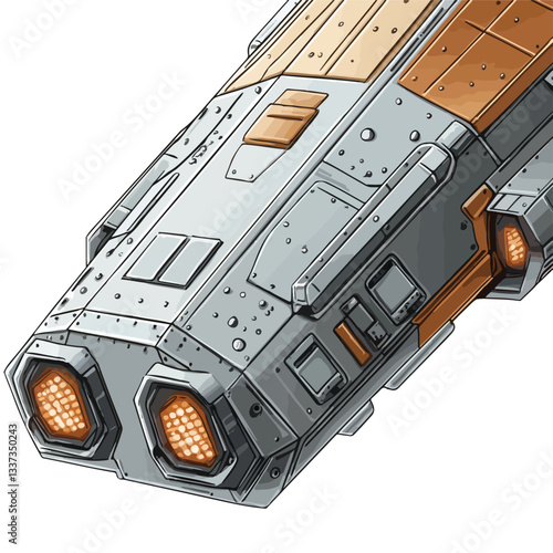 Close-Up View Spaceship Metal Exterior