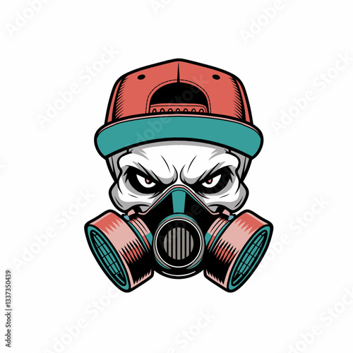 man wearing gas mask