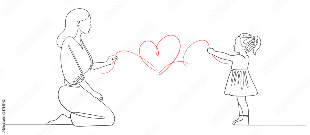 Mother and baby line art style vector illustration, mothers day celebration illustration Mother and baby line art style vector illustration, mothers day celebration illustration