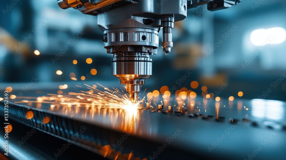 This captivating image shows a cutting laser tool creating an array of sparks, symbolizing energy, craftsmanship, and the intersection of technology and artistry in industrial work. This captivating image shows a cutting laser tool creating an array of sparks, symbolizing energy, craftsmanship, and the intersection of technology and artistry in industrial work.