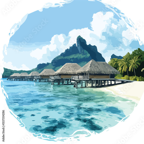 Tranquil Bora Bora Lagoon - Serene Tropical Paradise Reflections