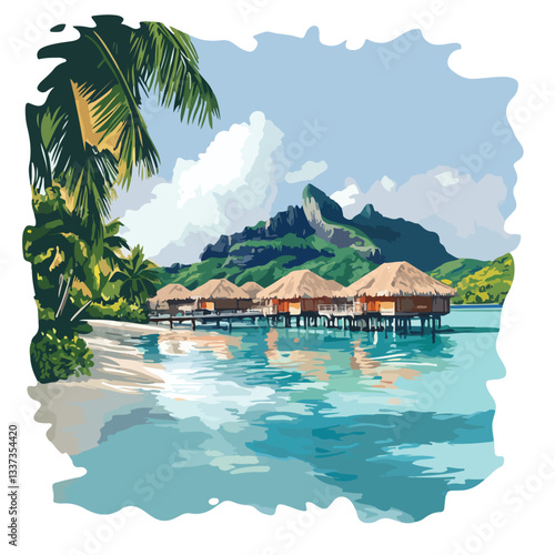 Tranquil Bora Bora Lagoon - Serene Tropical Paradise Reflections