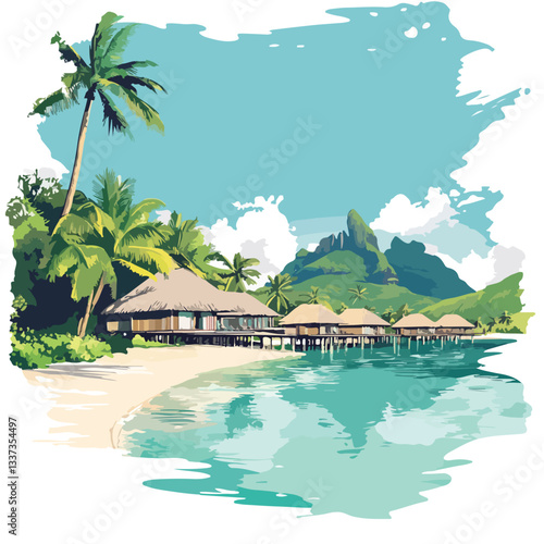 Tranquil Bora Bora Lagoon - Serene Tropical Paradise Reflections