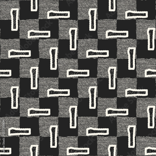 Monochrome Grain Mottled Check Pattern