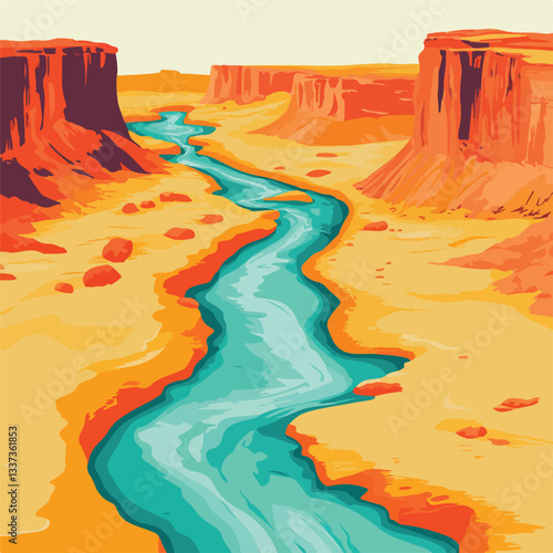 Turquoise River Flowing Through Desert Landscape
