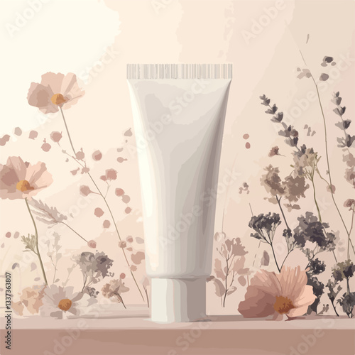 Cosmetic Tube with White Plastic Surroundings