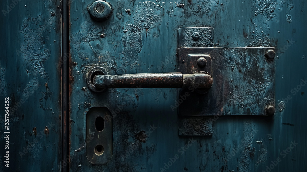 Intricate close-up of a secure metal door handle showcasing detailed craftsmanship and industrial design elegance Intricate close-up of a secure metal door handle showcasing detailed craftsmanship and industrial design elegance