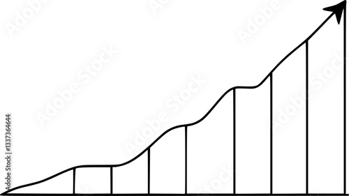 Outline of a business growth chart showing financial success vector illustration.