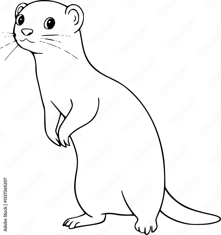 Outline of a ferret standing on hind legs playful pet illustration vector design Outline of a ferret standing on hind legs playful pet illustration vector design