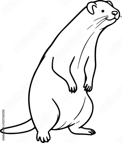 Outline of a ferret standing on hind legs playful pet illustration vector design