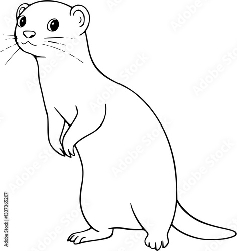 Outline of a ferret standing on hind legs playful pet illustration vector design