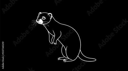 Outline of a ferret standing on hind legs playful pet illustration vector design